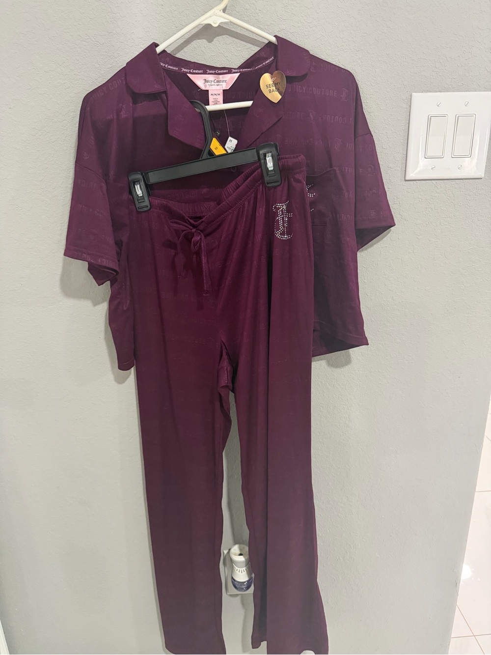 Juicy Couture Women's Deep Plum Track Pants & Top Set